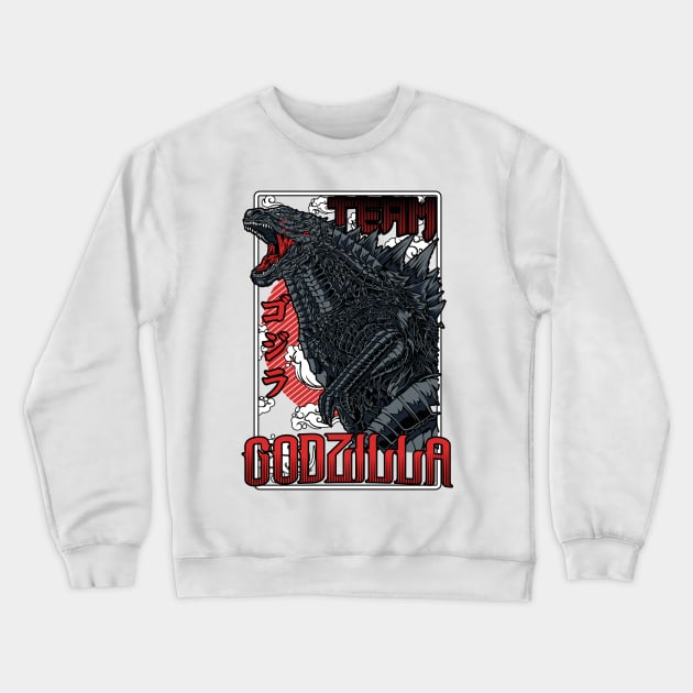 Team Godzilla - Japanese Design Crewneck Sweatshirt by Silvercrowv1